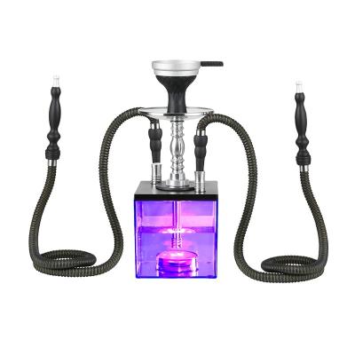 China Custom Acrylic Shisha Hookah Smoke Pot Tube Shisha Double Hookah for sale