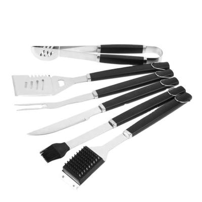 China Easily Cleaned Heavy Duty 6PCS BBQ Grilling Utensils Spatula Tongs Fork BBQ Grill Tool Kit for sale