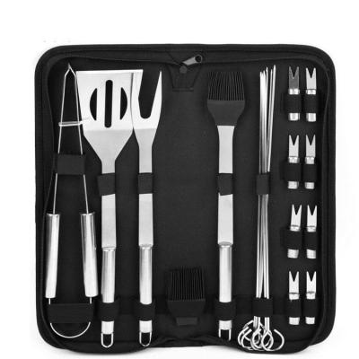 China Amazon Hot Sale 19pcs BBQ Tool Kit Stainless Steel Barbecue Tool Kit Easily Cleaned BBQ Grill Tools for sale