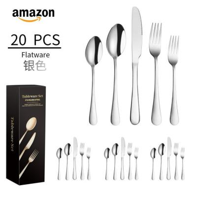 China Sustainable 20 Pieces Stainless Steel Flatware Cutlery Set Include Knife Fork Spoon for sale