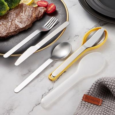 China 3 Pieces Disposable Stainless Steel Flatware Set Travel Portable Cutlery Set With Case for sale