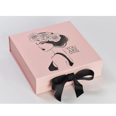 China OEM Recyclable Promotional Pink Gift Box Packaging Colthing/Cosmetic With Private Logo/Pink Gift Box for sale