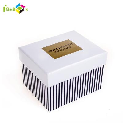 China Recyclable Custom Hot Sale Black And White Striped Gift Box , Black Gift Box With Lid for sale