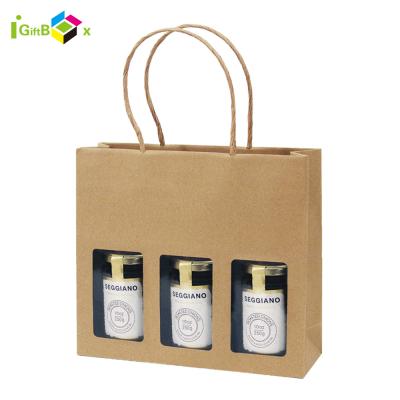 China Recyclable Food Grade Paper Bag Brown Kraft Paper Bag With Window for sale