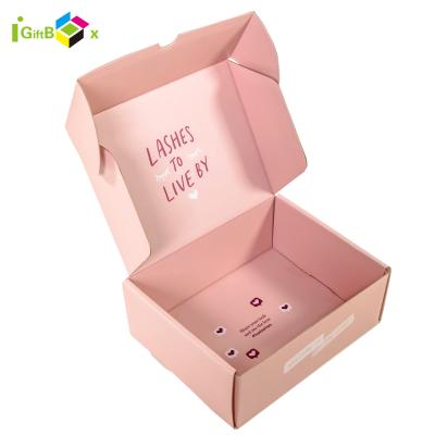 China Recycled Hot Packaging Materials Pink Apparel Shipping Paper Box Box Making Machine Corrugated Gift Box for sale