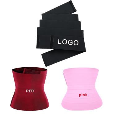 China Custom Latex Antibacterial Logo Waist Wrap Trimmers Cincher Body Shaper Shapewear Slimming Belts Belly Trimmer Waist Trainer Pink for sale