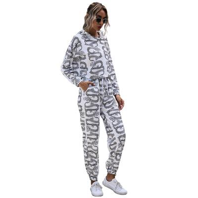 China Breathable Print LongSleeve Pants Women Skinny Clothing Long Pants Two Piece Set for sale