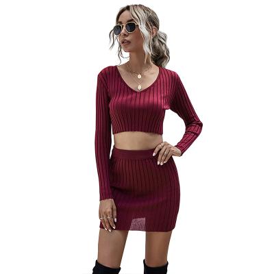 China 2021 breathable autumn knitting for women two piece set for sale