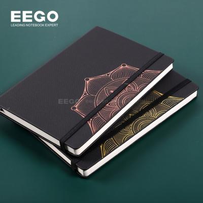 China Luxury vintage PU text leather gold embossed leather journal handmade diary notebook new design for promotional for sale