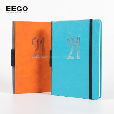 China hot sell PU hardcover leather elastic band diary printed custom a5 diary with pen for sale