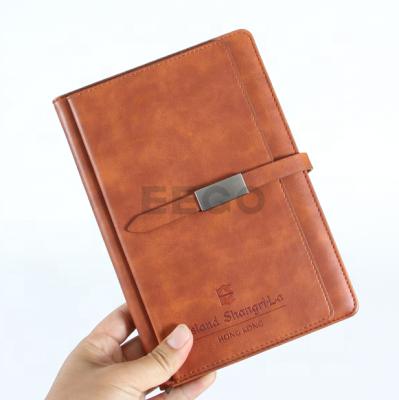 China Business Office Agenda Cover Leather Notebook Logo Printed Custom Embossed Leather Journal With Pen Holder for sale