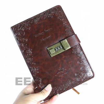 China 2018 hardcover daily planner and yearly goals diary, a5 diary PU leather notebook with padlock for sale