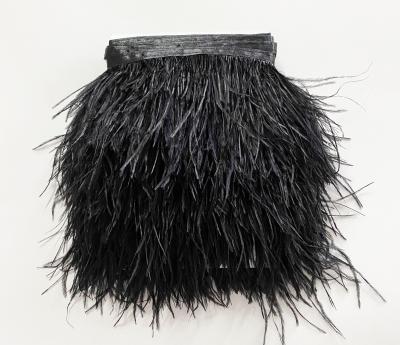 China For Arts And Craft China Feather Decorations Fringe Wholesale Free Sample Customized OEM Black Ostrich Feather Trim for sale