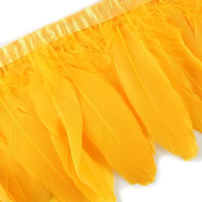 China Decoration feather material. For Feather Handcraft Wholesale Various Dyed Colors Bronze Rooster Half Tail Fringe Coque Ribbon for sale