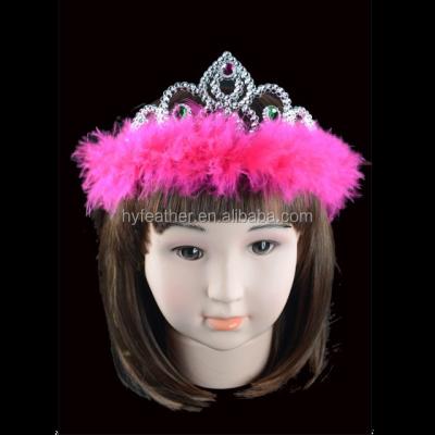 China Wholesale Cheap Plastic Feather and Princess Feather and Plastic Birthday Girl Tiara Crown for sale