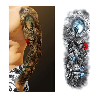 China Tribal Mythology Theme Extended Arm Temporary Tattoo Stencils Waterproof Temporary Tattoo Stickers Flower Skull Horror Tiger for sale