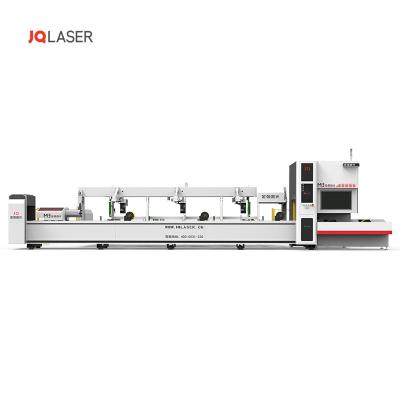 China JQ Automated Loading M3 Laser 1000W 2000W 3000W 8M Length Metal Fiber Laser CNC Tube Steel Cutting Machine For Canada Customer for sale