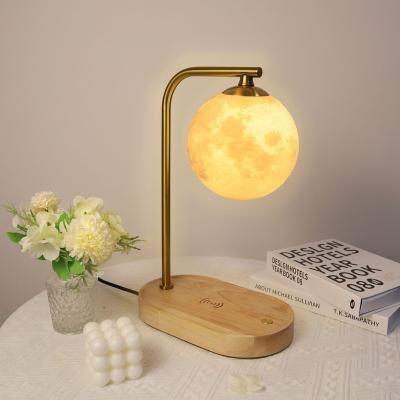 China Wooden Wireless Night Light Table Lamp Best Selling Charger Table Lamps Living Room Gold Ball Shaped Gold Table Lamp For Home Decoration for sale