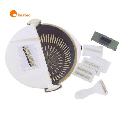 China Sustainable Kitchen 9 in 1 Manual Graters Potato Shredder Draining Basket Chopper Vegetable Cutter Washing Slicer for sale