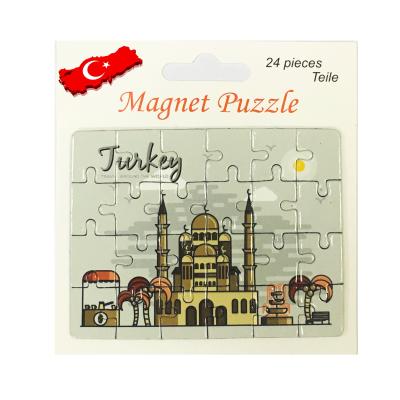 China Shape Customized Customer Logo Souvenir Fridge Magnet Paper Puzzle for sale