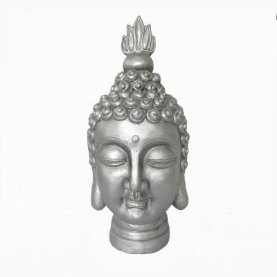 China Asian Zen Silver Color Handwork Buddha Head For Home And Garden Decoration for sale