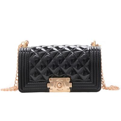 China Fashion Mini Bags 2022 New Arrival Summer Shoulder Child Jelly Purse And Handbags Women Fashion Long Chains Shiny PVC Small Jelly Bag for sale