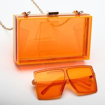 China Fashion purse and sunglasses set summer beach outdoor shopping clear small purse and handbags luxury clutch and glass acrylic set for sale