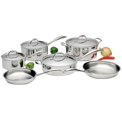 China 15 Pieces Factory Direct Non-Stick Stainless Steel Cookware Set Stock Pot Milk Pot Frying Pan Viable Cooking Pots and Pans Set for sale