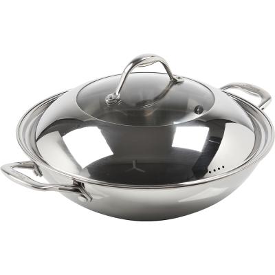 China Viable Maker 32CM Wok Pan Non Stick Stainless Wok Non Stick Round Wok Stir Fry Pon Cookware Sets for sale