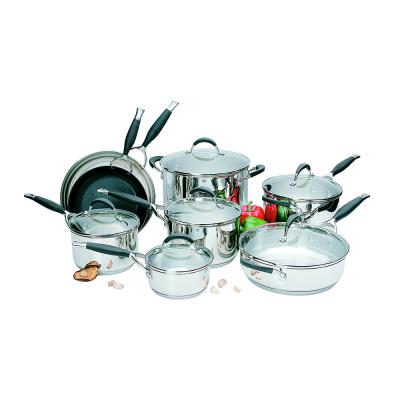 China Sustainable Cookware Milk Cooking Pot Stainless Steel Set Kitchen Metal Packing OEM Cookware Set Hot Pot Casserole Soup Pot for sale