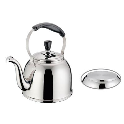 China Wholesale Sustainable Whistling Kettle Gas Whistling Stainless Steel Silver Stocked Tea Kettle for sale