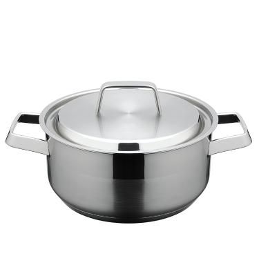 China Sustainable Unique German Style Hotel Label Collection Black Cookware Set Stainless Steel Kitchen Cookware Casserole Cooking Pot Set for sale