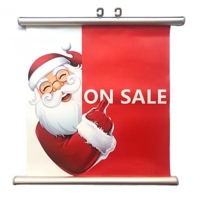 China Custom Logo Christmas Decoration Printed Hanging Fabric Banner With Scrolls for sale