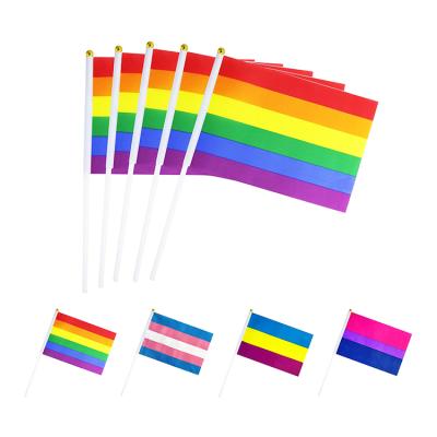 China FLYING Hand Flag Pride Flag Custom Rainbow Gay Flag With Logo for sale