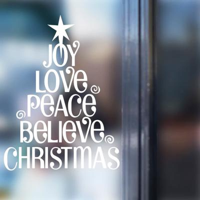 China Christmas Translucent Sticker For Cabinet Window Dacol Letter Sticker PVC Vinyl Window Merry Christmas Stickers for sale