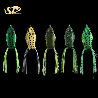 China SUPERIORFISHING PVC Top Hollow Body Soft Bait Frog Fishing Lures Water Wobblers Top Frog Lure F001 for sale