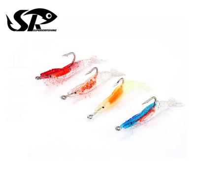 China Durable Superior 6cm Lead 3g Soft Head Bait Shrimp Fishing Lure Luminous Bionic Lead Head Jigs for sale