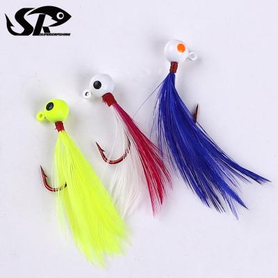 China With Feather Superiorfishing 1/23 Ounce 1.22g Feather Jig Head Fishing Lead Jig Head Hook Fishing Lure BHF for sale