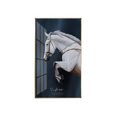 China Traditional Modern Horses in Crystal Diamond Painting Porcelain Painting Wall Art Crystal Painting Artwork for sale