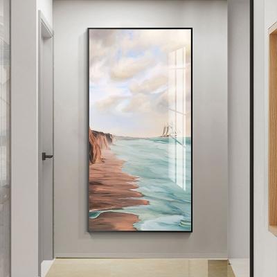 China Wholesale Modern Tranquil Luxury Custom Oil Painting Decorative Seascape Picture Crystal Porcelain Painting Wall Art Decor for sale