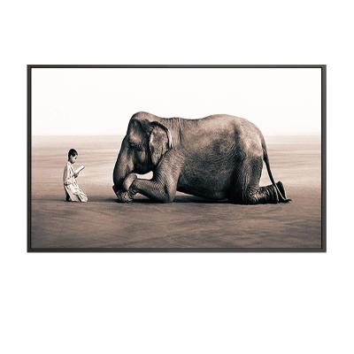 China Wholesale Modern Peaceful Crystal Porcelain Painting Living Room Decoration Elephant Painting Art for sale