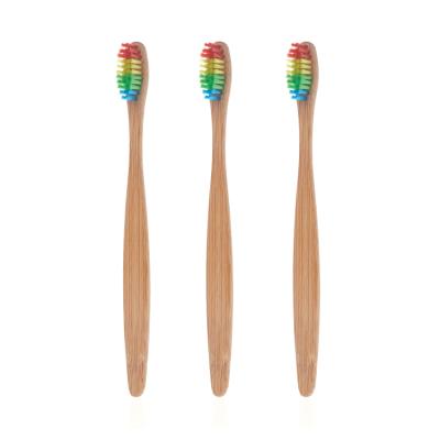 China Custom Rainbow Toothbrush Base Natural Friendly Bamboo Disposable For Hotel for sale