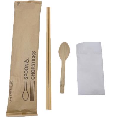 China Simplicity Wholesale Eco-Friendly Heat Resistant Disposable Natural Cutlery Sets Knife Fork Spoon With Paper Towel for sale