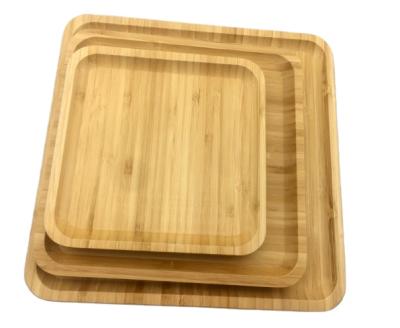 China Eco-friendly Square Bamboo Cheese Dish Coffee Tea Serving Tray Mug Cup Tray for sale