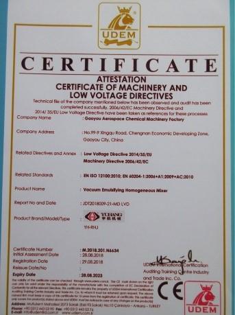 CE - Gaoyou Yuhang Chemical Machinery Factory