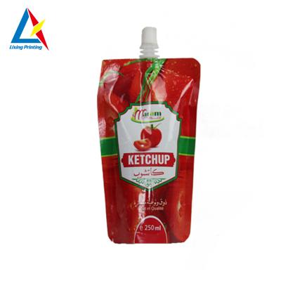 China Custom Laminated Material Barrier Tomato Sauce Spout Pouch for sale