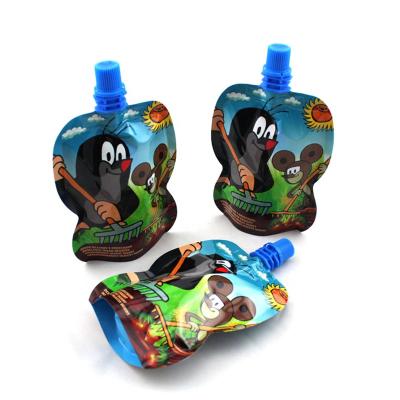 China Food Custom Printed Cute Special Shaped Plastic Packaging Pouch With Spout For China Juice for sale