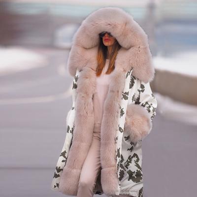 China Autumn And Winter Women Polyester Anti-wrinkle Long Anorak Faux Fur Hoodie Jacket Coat for sale