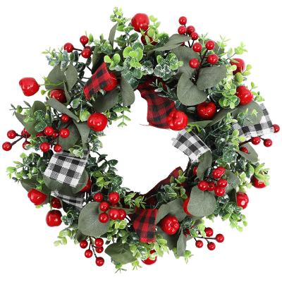 China Christmas Tree Decoration Ornaments Christmas-Wreath for Front Door, Handcrafted Farmhouse Wreath with Variable Red Berry and Evergreen Leaf, Rattan Christmas-December Base for sale