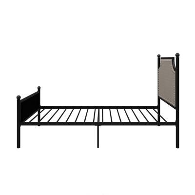 China Black Retro Rivet Cast Iron Adjustable Soft Twin Size Headboard Pack Metal Bed (Other) Adult Frame for sale